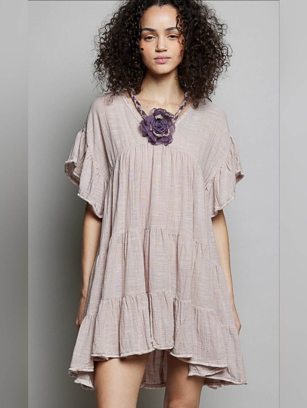 #1645 POL Soft Meadow Tiered Dress